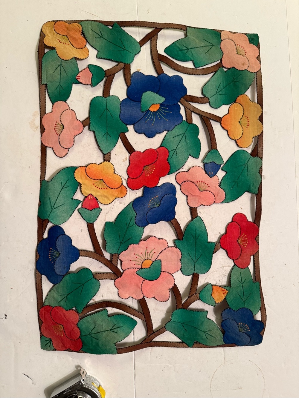 Colorful Floral Appliqué Wall Hanging